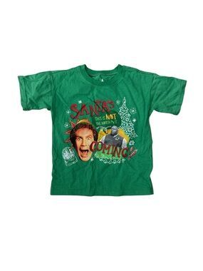 elf Will Farrell Santa Christmas North Pole T-Shirt Kids Sz 5/6 Green Red Tree